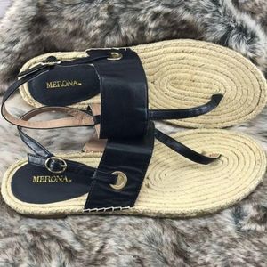Merona Woven Black Boho sz 10‎ ankle strap sandals